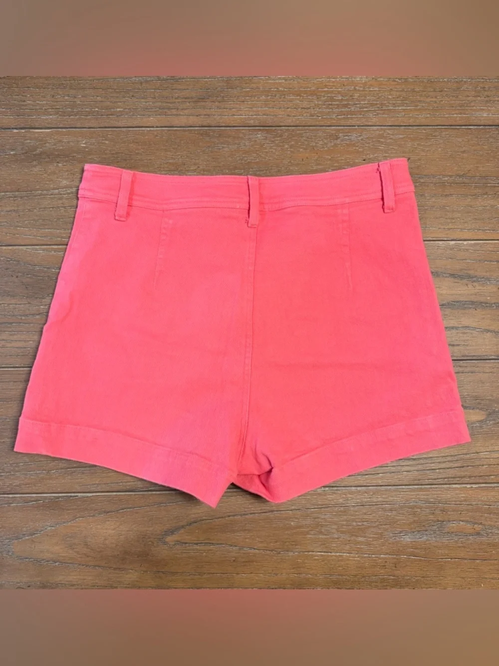 miami Coral Pink High-Waist Button-Front Shorts